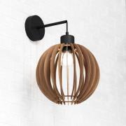 MCJ Vägglampa Clay, Ø 23 cm, björkplywood, arm, E27