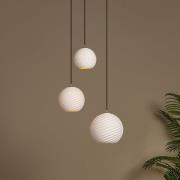 Lucide pendellampa Bina, längd 45 cm vit/svart, porslin 3 lampor