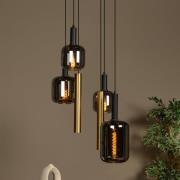 Lucide Hänglampa Joanet, Ø 65 cm, rök/mässing Glas/metall 6 lampor.