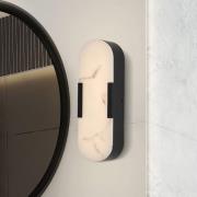 Searchlight LED-badrumsvägglampa Opaline, höjd 35 cm, svart, metall/ha...