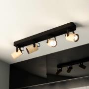 EGLO Cayuca takspotlight, svart/trädekor, fyra lågor