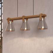 EGLO Cawton hänglampa, längd 76 cm, stål/brun, 3 lampor, stål