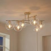 Domiluce Taklampa Zoe, guldfärgad, längd 72 cm, 6 lampor, glas