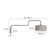 Steinhauer Vägglampa Bloeba, svart-lera Utstötning, 140 cm Chintz