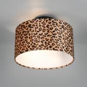 Reality Leuchten Taklampa Pardina, brunfläckig/svart, Ø 30 cm metall