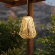 Lindby LED-solcellslampa Austas, beige, Ø 32 cm, USB, IP54