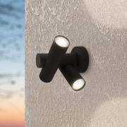 EGLO LED-vägglampa Fossignano, höjd 25 cm, svart, metall med 2 lampor.