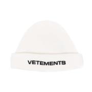 Vetements Vit Ull Ribbstickad Mössa White, Herr