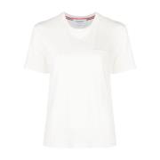 Thom Browne Logotypad Vit T-shirt med Korta ärmar och Bröstficka White...