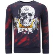 True Rise Herr Sweatshirt Skull Tiger - 3680 Red, Herr