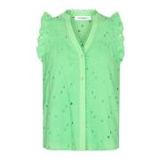 Co'Couture Broderad Lime Top med Ruffle-ärmar Green, Dam