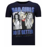 Local Fanatic Bad Girls Popeye Rhinestone - Herr T shirt - 13-6210N Bl...