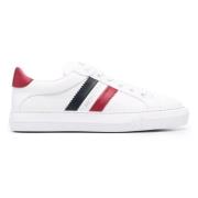Moncler Läder Side-Stripe Sneakers White, Dam