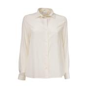 Le Tricot Perugia Silkesskjorta med klassisk krage White, Dam