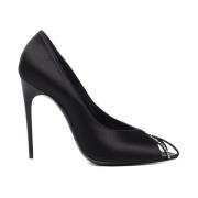 Saint Laurent Svarta Stiletto Pumps med Rhinestone Perforering Black, ...