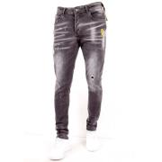 True Rise Jeans med blekta stänk - Dc-013 Gray, Herr