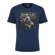 Barbour Retro Print Race T-Shirt Blue, Herr