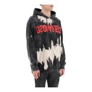 Dsquared2 Omvänd Tie-Dyed Hoodie med Distressed Detaljer Gray, Herr