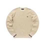 Fred Perry Crew Neck Sweaters Beige, Herr