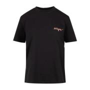 Msgm Svarta bomull T-shirts och Polos med broderad logotyp Black, Dam