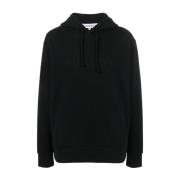 JW Anderson Svart Bomullshoodie med Broderad Logotyp Black, Herr