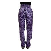 Dolce & Gabbana Lila Leopardmönstrade Högmidjade Byxor Purple, Dam