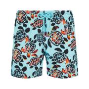 Vilebrequin Stretch Badshorts Screen Turtles Blå Multicolor, Herr