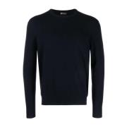 Colombo Round-neck Knitwear Blue, Herr