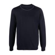 Maison Margiela Bl? Four-Stitch Crewneck Sweater Blue, Herr