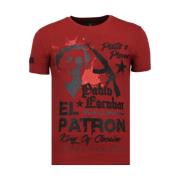 Local Fanatic El Patron Pablo Rhinestone - T shirt Herr - 13-6236B Red...