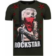 Local Fanatic Marilyn Rockstar Rhinestone - T Shirt Herr - 6005G Green...