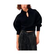 Sessun Lös Passform Skjortkrage Jumper Black, Dam