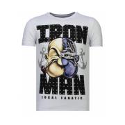 Local Fanatic Iron Man Popeye Rhinestone - Herr T-shirt - 13-6214W Whi...