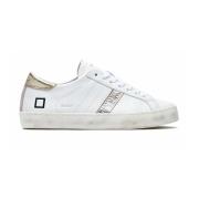 D.a.t.e. Vita Sneakers med Läder Tunga och Silver Laminerad Detalj Whi...