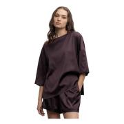 Ahlvar Gallery Satin Shorts med Dragsko i Midjan Purple, Dam