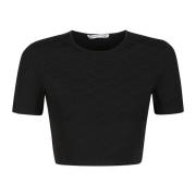 T by Alexander Wang Snedvriden Logotyp T-shirt Black, Dam