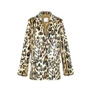 Forte Forte Leopardmönstrad Faux Fur Blazer Kappa Beige, Dam