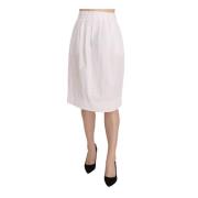 L'Autre Chose Vit Jacquard Stretch Midi Kjol White, Dam