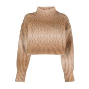 Roberto Collina Dolcevita Crop Pullover Brown, Dam