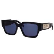 Dior Originala fyrkantiga solglasögon med blåa linser Black, Unisex