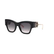 Philipp Plein Shiny Black Solglasögon med Smoke Gradient Glas Black, D...
