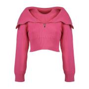 Jacquemus Mysig och stilfull tröja med rund hals Pink, Dam