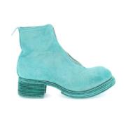 Guidi Suede Ankelboots med Dragkedja Green, Dam