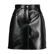 Msgm Leather Skirts Black, Dam