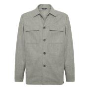 Boggi Milano Link Skjortjacka i Ull Jersey Gray, Herr