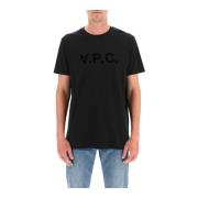 A.p.c. Flocked V.p.c. Logo T-Shirt Black, Herr
