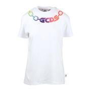 Gcds Vit Logo T-Shirts Kort Ärm Crewneck White, Dam
