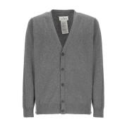 Maison Margiela Gr? Kasmir Cardigan med V-Hals och Fyra Stygn Gray, He...