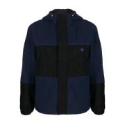 Maison Kitsuné Ink Blue Color Block Blouson med College Patch Blue, He...