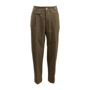 High Straight Trousers Brown, Dam